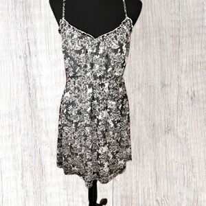 SO Black & White Floral Slip Dress L